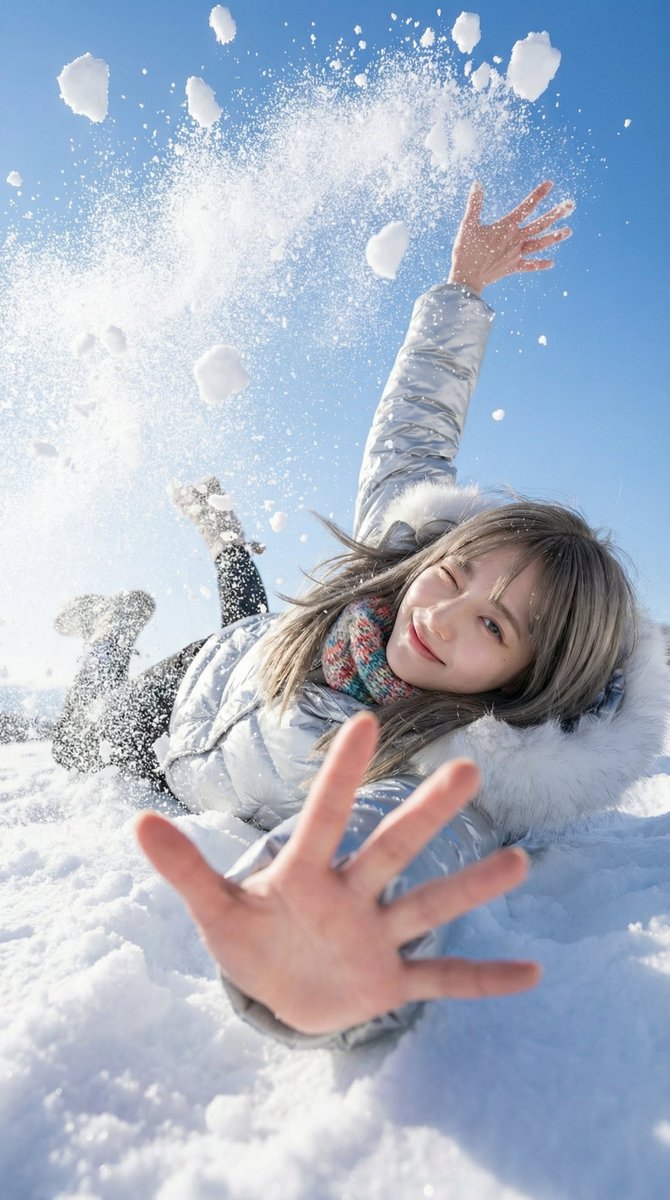 冬雪后仰动感抓拍