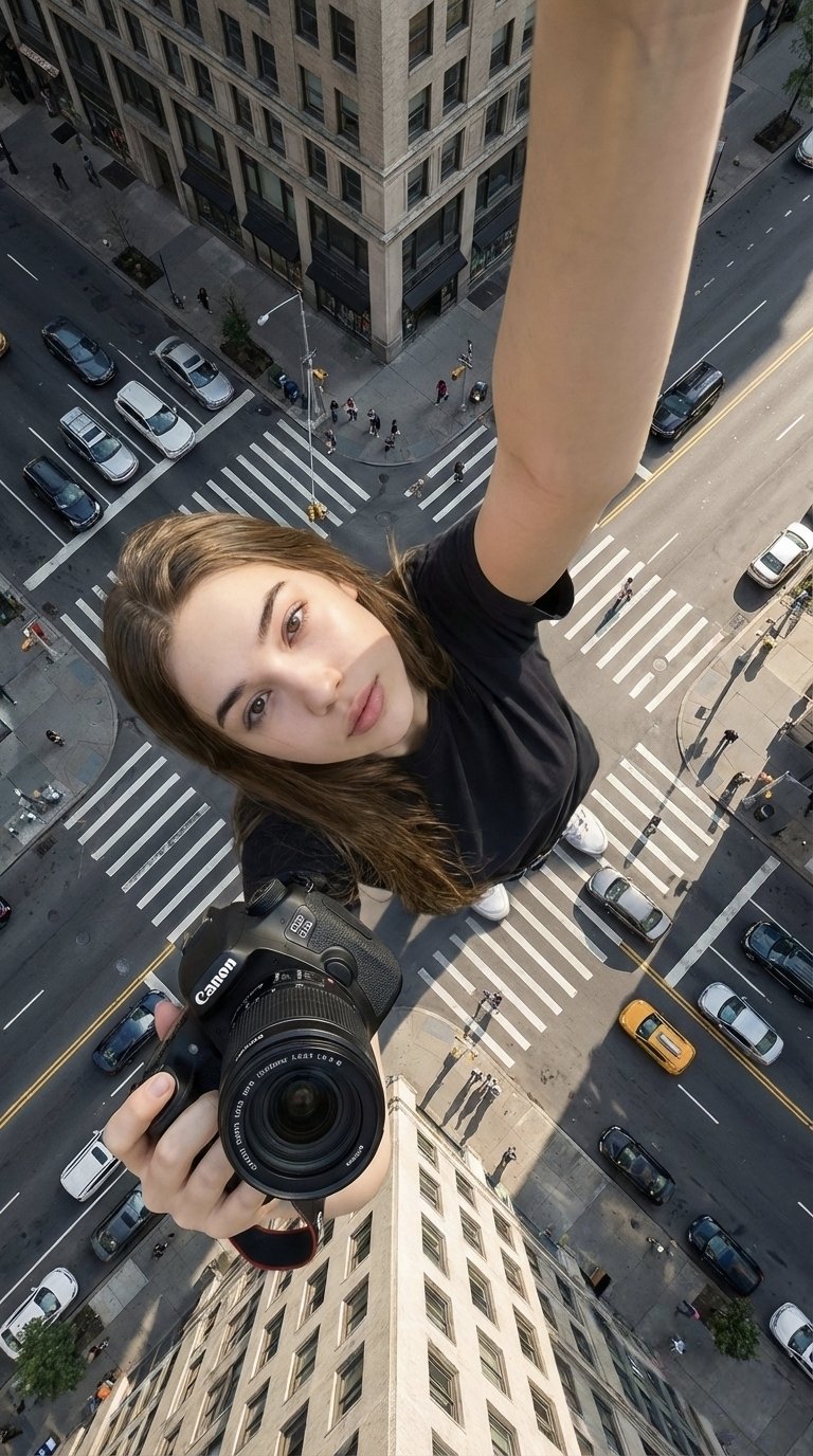 俯拍巨女城景自拍