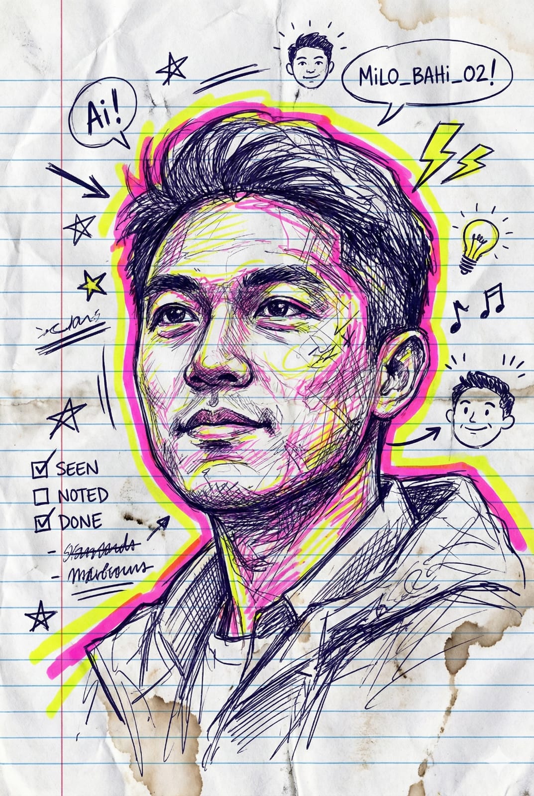 笔记本上的电音自画像