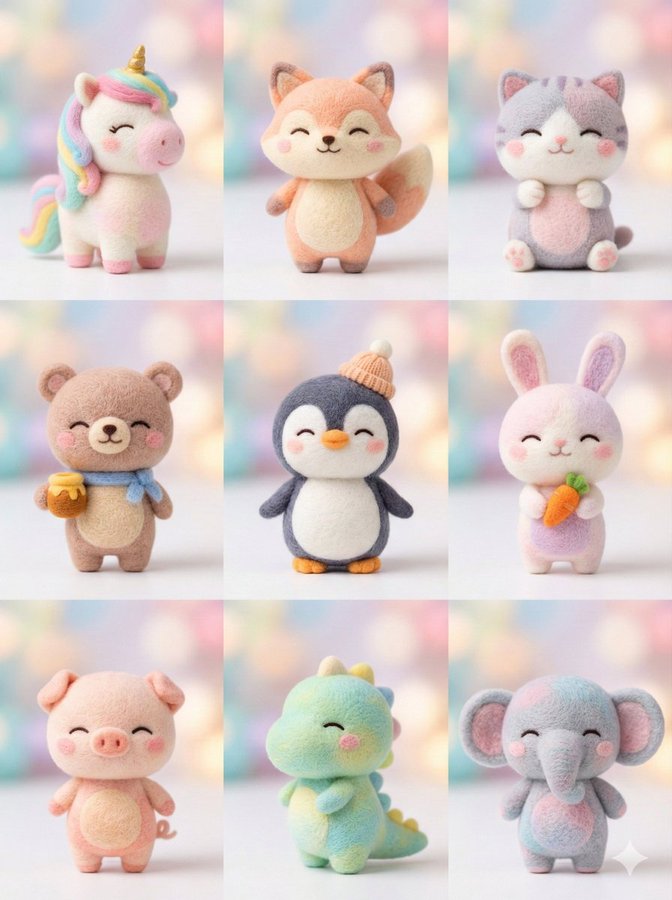 微距棚拍的羊毛毡针毡Q版公仔