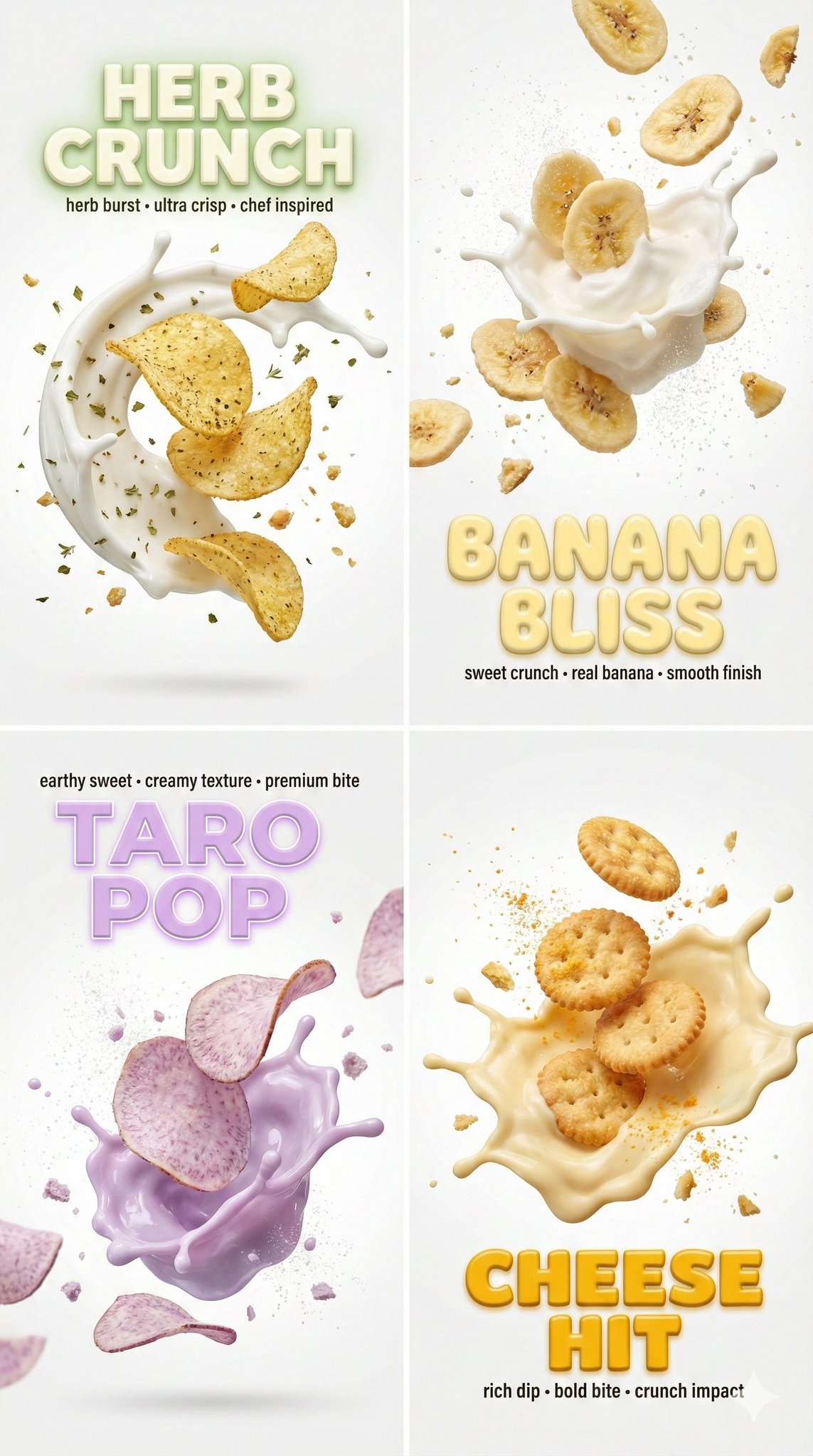 3D文字慢动作镜头下的薯片