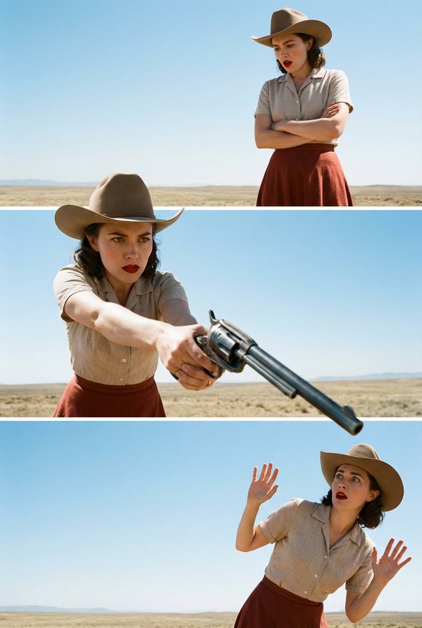 三联拼贴画描绘了女性的三个连续瞬间