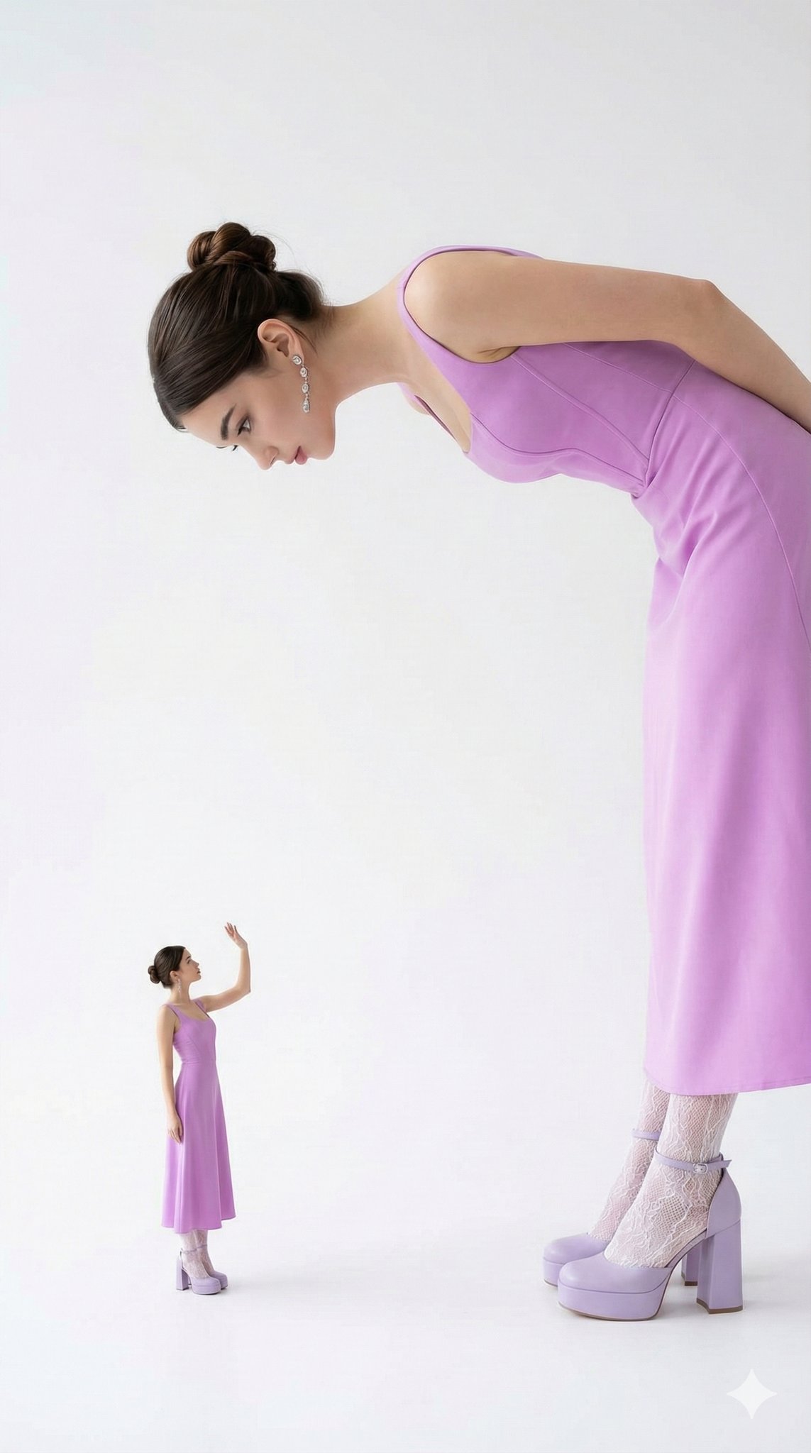 丁香色长裙女性双版本比例对比