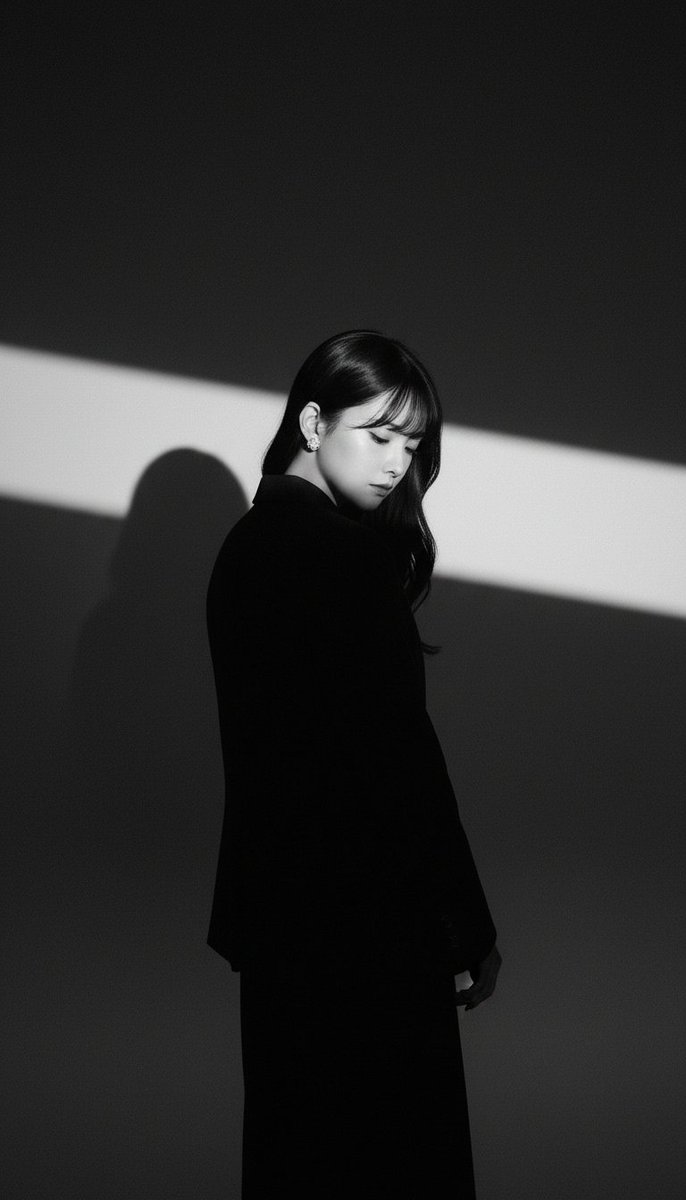 一张戏剧性的黑白工作室肖像照